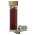 450ml Borosilicate Glass Water Fruit Infuser and Bamboo Lid Bottle